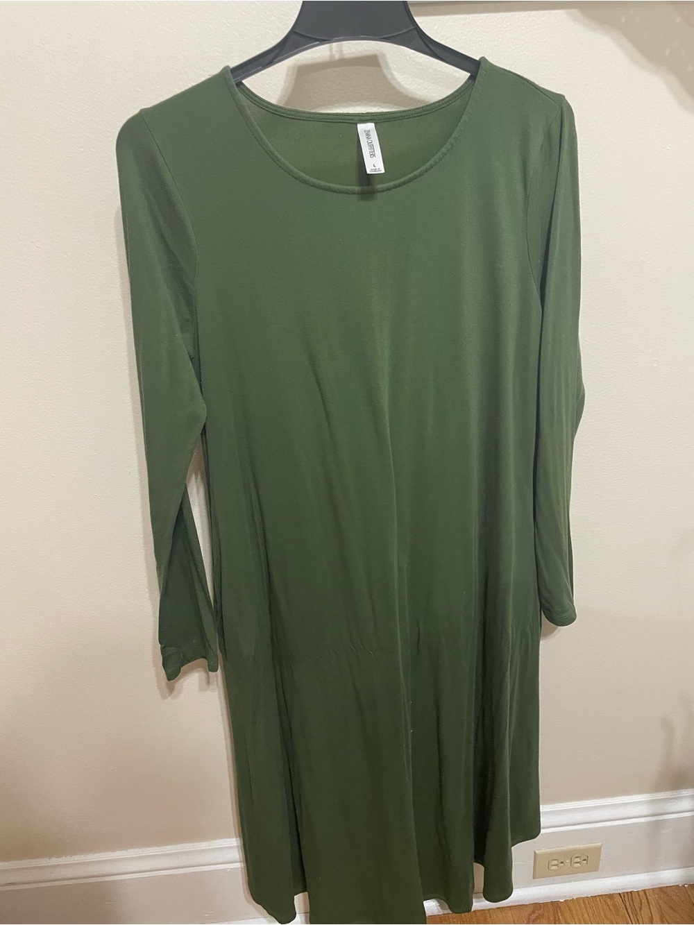 Zenana Olive Green Long Sleeve Midi Dress